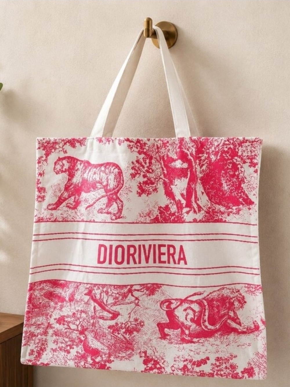 Dior Dioriviera Deep Red Cotton Linen Tote GWP NEW - Picture 2 of 4